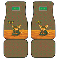 Mauritania Car Mats with Cute Fennec Fox and Arabic Calligraphy Desert Design