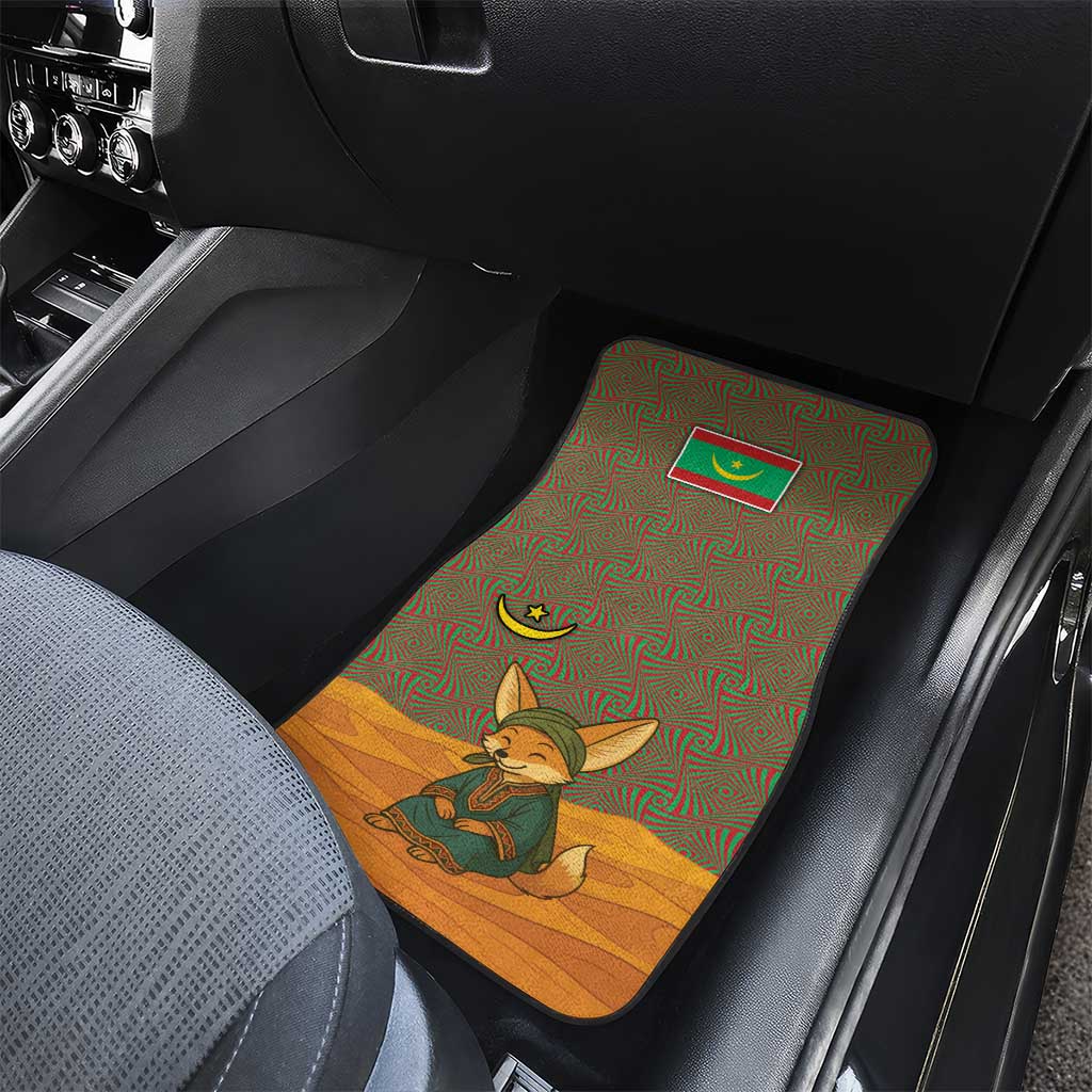 Mauritania Car Mats with Cute Fennec Fox and Arabic Calligraphy Desert Design