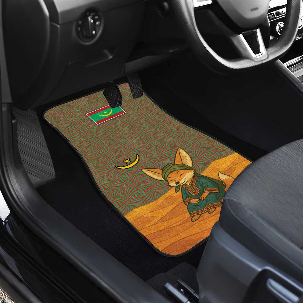 Mauritania Car Mats with Cute Fennec Fox and Arabic Calligraphy Desert Design