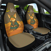 Mauritania Car Seat Cover with Cute Fennec Fox and Arabic Calligraphy Desert Design