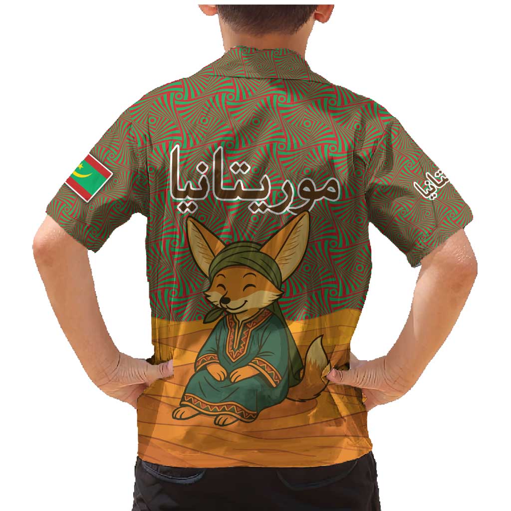 Mauritania Family Matching Mermaid Dress and Hawaiian Shirt with Cute Fennec Fox and Arabic Calligraphy Desert Design