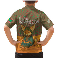 Mauritania Family Matching Mermaid Dress and Hawaiian Shirt with Cute Fennec Fox and Arabic Calligraphy Desert Design