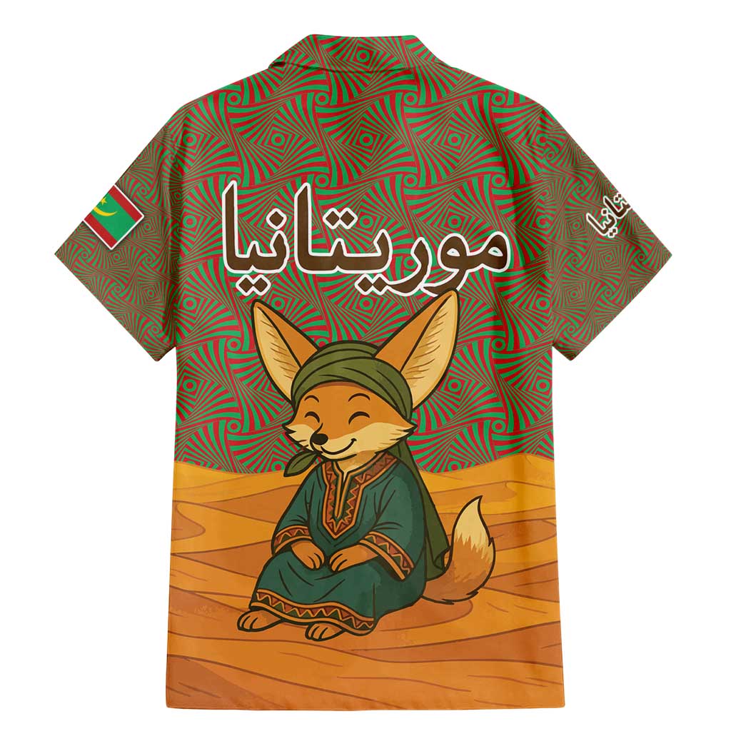 Mauritania Family Matching Mermaid Dress and Hawaiian Shirt with Cute Fennec Fox and Arabic Calligraphy Desert Design