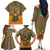 Mauritania Family Matching Off The Shoulder Long Sleeve Dress and Hawaiian Shirt with Cute Fennec Fox and Arabic Calligraphy Desert Design