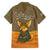 Mauritania Family Matching Off The Shoulder Long Sleeve Dress and Hawaiian Shirt with Cute Fennec Fox and Arabic Calligraphy Desert Design