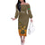 Mauritania Family Matching Off The Shoulder Long Sleeve Dress and Hawaiian Shirt with Cute Fennec Fox and Arabic Calligraphy Desert Design