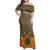 Mauritania Family Matching Off Shoulder Maxi Dress and Hawaiian Shirt with Cute Fennec Fox and Arabic Calligraphy Desert Design