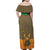 Mauritania Family Matching Off Shoulder Maxi Dress and Hawaiian Shirt with Cute Fennec Fox and Arabic Calligraphy Desert Design