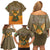 Mauritania Family Matching Off Shoulder Short Dress and Hawaiian Shirt with Cute Fennec Fox and Arabic Calligraphy Desert Design