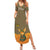 Mauritania Family Matching Summer Maxi Dress and Hawaiian Shirt with Cute Fennec Fox and Arabic Calligraphy Desert Design