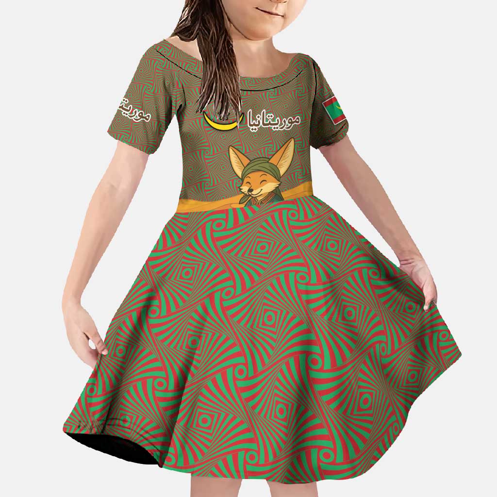 Mauritania Family Matching Tank Maxi Dress and Hawaiian Shirt with Cute Fennec Fox and Arabic Calligraphy Desert Design