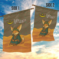 Mauritania Garden Flag with Cute Fennec Fox and Arabic Calligraphy Desert Design