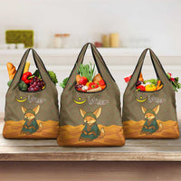 Mauritania Grocery Bag with Cute Fennec Fox and Arabic Calligraphy Desert Design