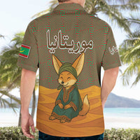 Mauritania Hawaiian Shirt with Cute Fennec Fox and Arabic Calligraphy Desert Design