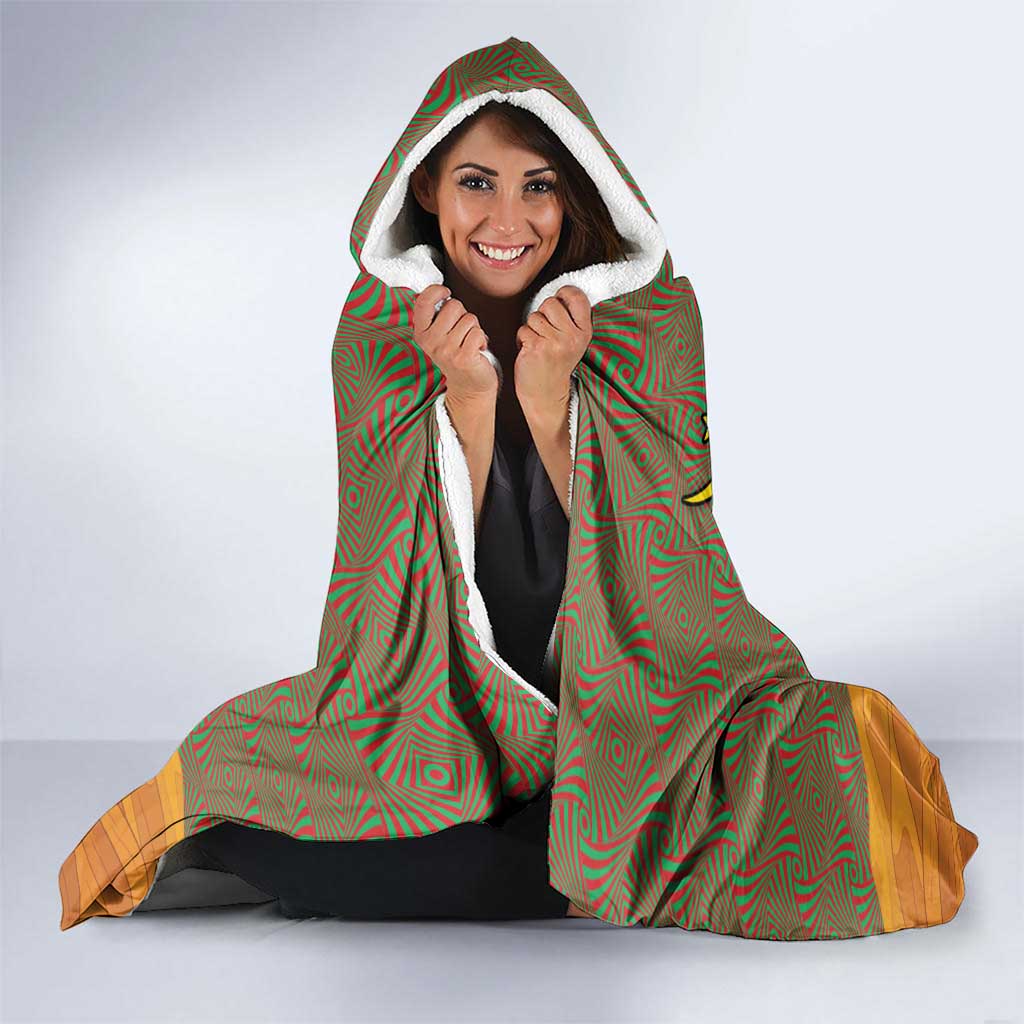 Mauritania Hooded Blanket with Cute Fennec Fox and Arabic Calligraphy Desert Design