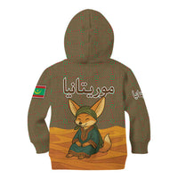Mauritania Kid Hoodie with Cute Fennec Fox and Arabic Calligraphy Desert Design