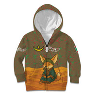 Mauritania Kid Hoodie with Cute Fennec Fox and Arabic Calligraphy Desert Design