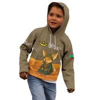 Mauritania Kid Hoodie with Cute Fennec Fox and Arabic Calligraphy Desert Design