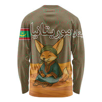 Mauritania Long Sleeve Shirt with Cute Fennec Fox and Arabic Calligraphy Desert Design