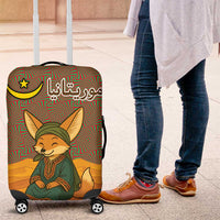 Mauritania Luggage Cover with Cute Fennec Fox and Arabic Calligraphy Desert Design