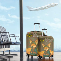 Mauritania Luggage Cover with Cute Fennec Fox and Arabic Calligraphy Desert Design