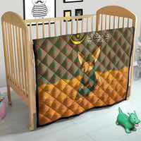 Mauritania Quilt with Cute Fennec Fox and Arabic Calligraphy Desert Design