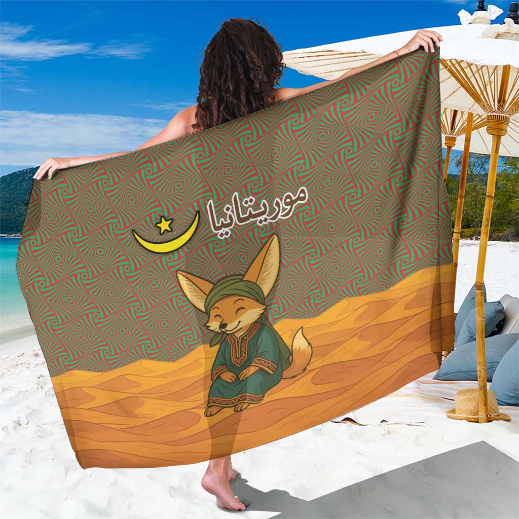 Mauritania Sarong with Cute Fennec Fox and Arabic Calligraphy Desert Design