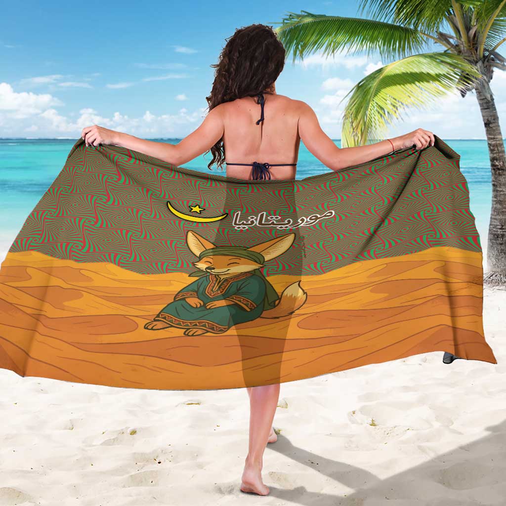 Mauritania Sarong with Cute Fennec Fox and Arabic Calligraphy Desert Design