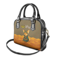Mauritania Shoulder Handbag with Cute Fennec Fox and Arabic Calligraphy Desert Design