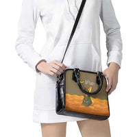Mauritania Shoulder Handbag with Cute Fennec Fox and Arabic Calligraphy Desert Design