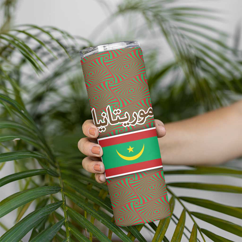 Mauritania Skinny Tumbler with Cute Fennec Fox and Arabic Calligraphy Desert Design
