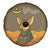 Mauritania Spare Tire Cover with Cute Fennec Fox and Arabic Calligraphy Desert Design