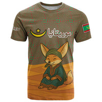 Mauritania T Shirt with Cute Fennec Fox and Arabic Calligraphy Desert Design