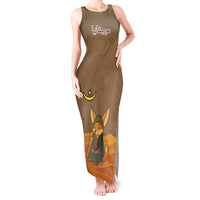 Mauritania Tank Maxi Dress with Cute Fennec Fox and Arabic Calligraphy Desert Design