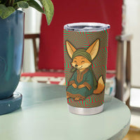 Mauritania Tumbler Cup with Cute Fennec Fox and Arabic Calligraphy Desert Design