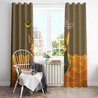 Mauritania Window Curtain with Cute Fennec Fox and Arabic Calligraphy Desert Design