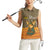 Mauritania Women Sleeveless Polo Shirt with Cute Fennec Fox and Arabic Calligraphy Desert Design