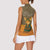 Mauritania Women Sleeveless Polo Shirt with Cute Fennec Fox and Arabic Calligraphy Desert Design