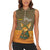 Mauritania Women Sleeveless Polo Shirt with Cute Fennec Fox and Arabic Calligraphy Desert Design