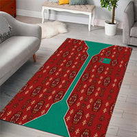 Turkmenistan Traditional Carpet Pattern Area Rug with National Flag