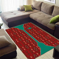 Turkmenistan Traditional Carpet Pattern Area Rug with National Flag