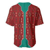 Turkmenistan Traditional Carpet Pattern Baseball Jersey with National Flag