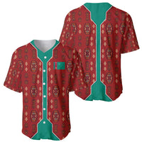Turkmenistan Traditional Carpet Pattern Baseball Jersey with National Flag