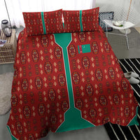 Turkmenistan Traditional Carpet Pattern Bedding Set with National Flag