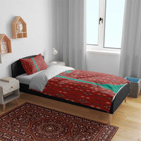 Turkmenistan Traditional Carpet Pattern Bedding Set with National Flag