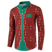 Turkmenistan Traditional Carpet Pattern Button Sweatshirt with National Flag
