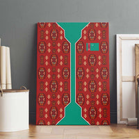 Turkmenistan Traditional Carpet Pattern Canvas Wall Art with National Flag