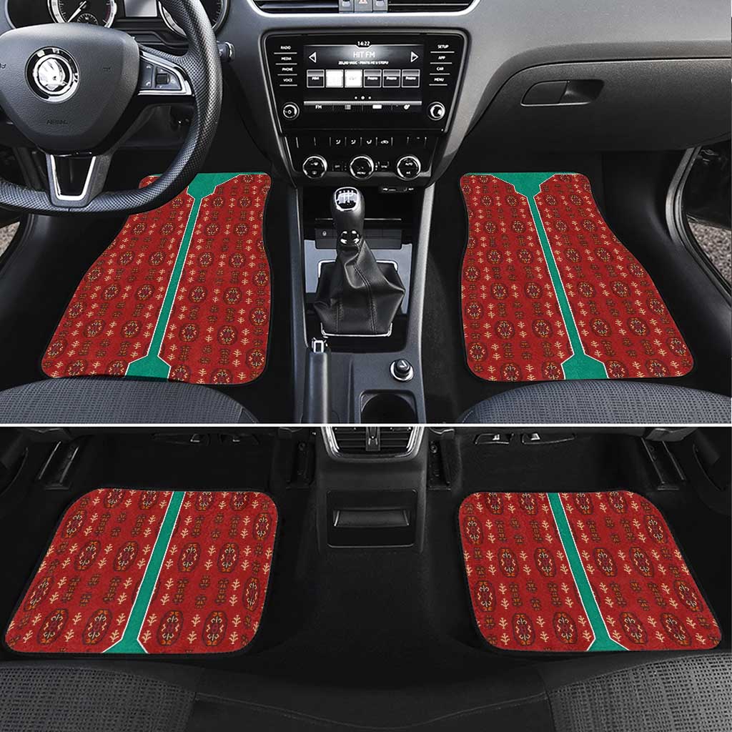 Turkmenistan Traditional Carpet Pattern Car Mats with National Flag