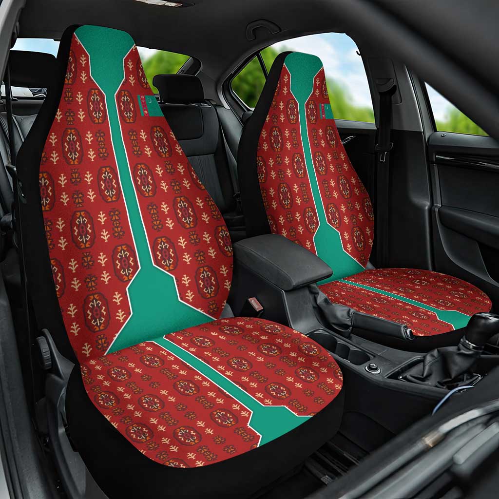 Turkmenistan Traditional Carpet Pattern Car Seat Cover with National Flag