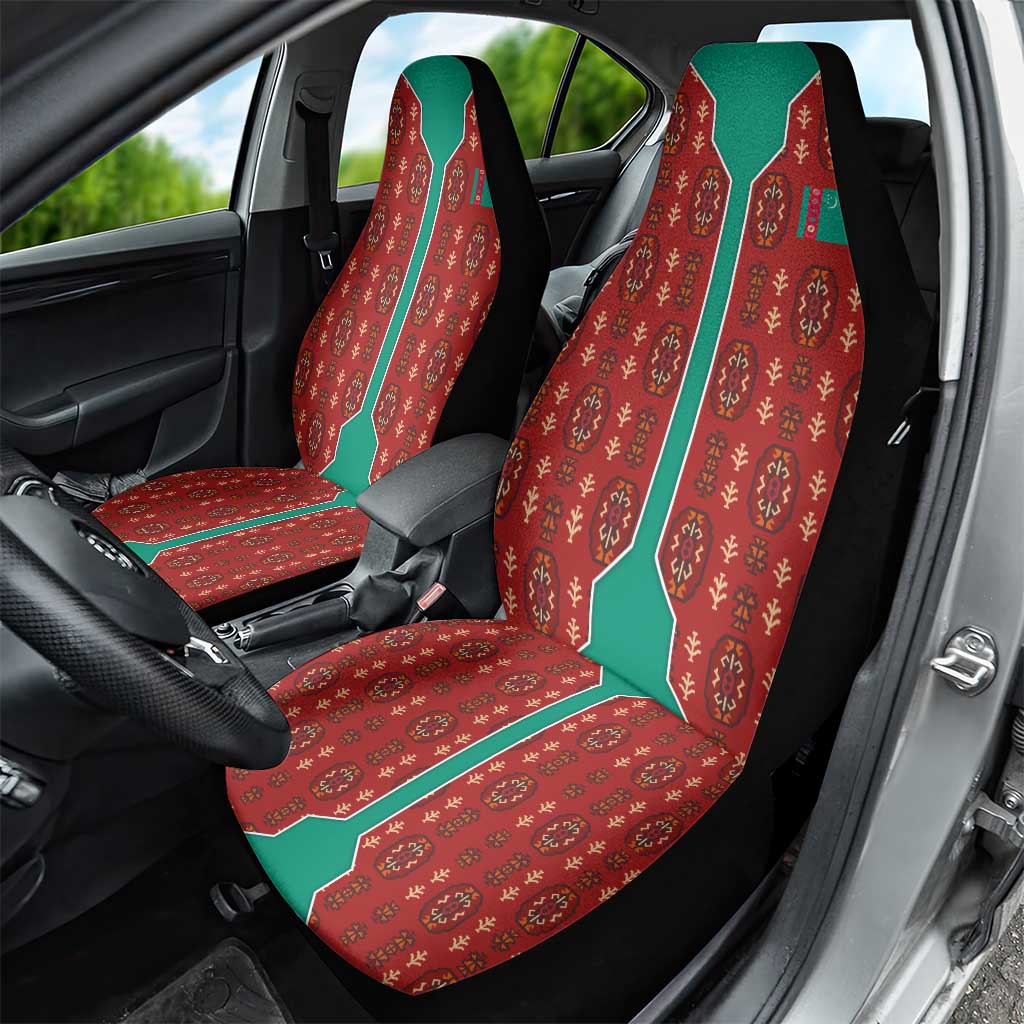 Turkmenistan Traditional Carpet Pattern Car Seat Cover with National Flag